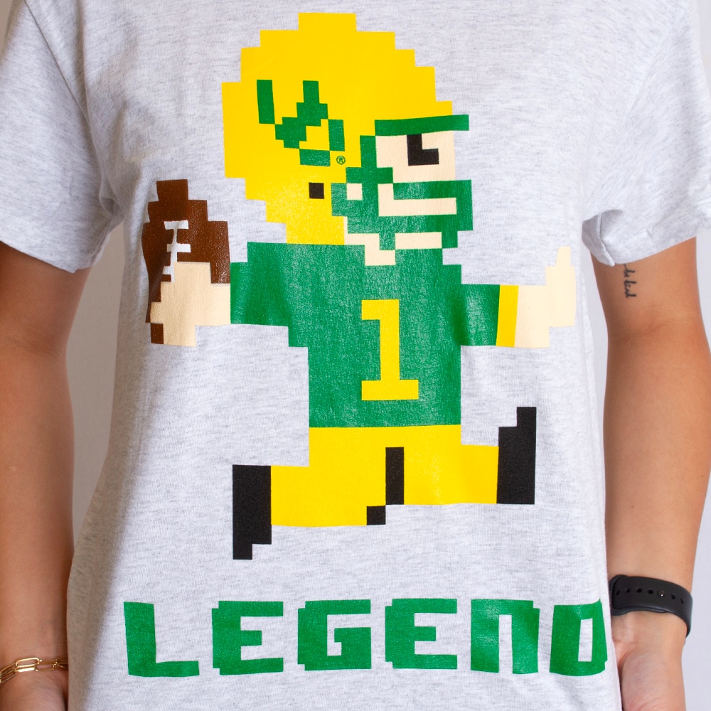 Ducks Spirit, McKenzie SewOn, Grey, Crew Neck, Cotton Blend, Men, Unisex, Football, 8-bit Quarterback, T-Shirt, 838064